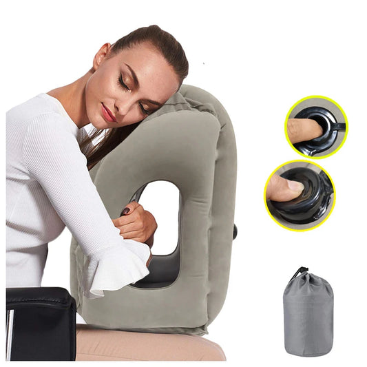 1pc Inflatable Air Cushion Travel Pillow Headrest Chin Support Cushions for Airplane Plane Office Rest Neck Nap Pillows